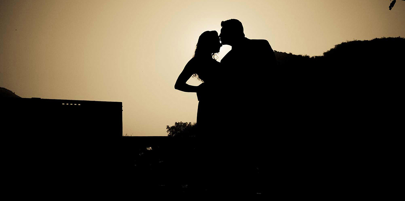 Wedding Photograph with wedding destination in the backdrop
